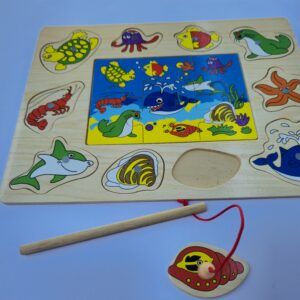 Loja magnetike e peshkimit dhe puzzle- Kafshët e detit